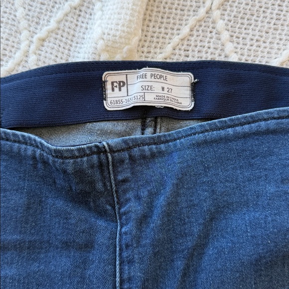 Free People Penny Pull-On Flare Jeans in a dark wash denim - Picture 2 of 9